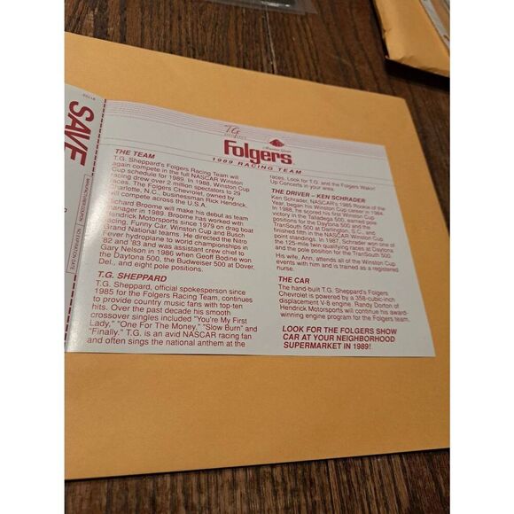 1989 Ken Schrader Folgers Racing Promo Coupon Sheet Hendrick Motorsports NASCAR - Picture 5 of 6